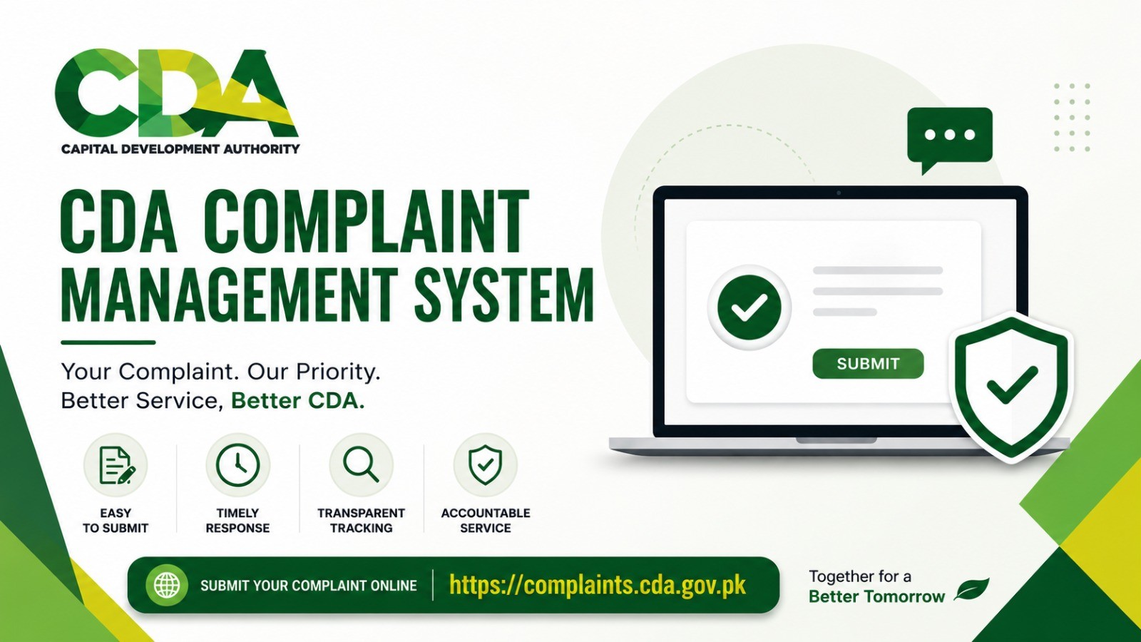 CDA Complaint Management System | Capital Development Authority, Islamabad